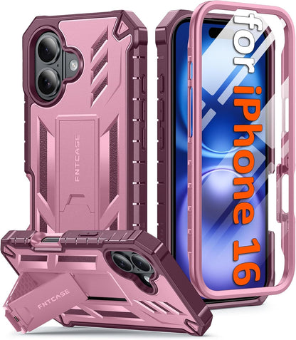 FNTCASE for iPhone 16 Case with Belt Clip and Built-in Screen Protector