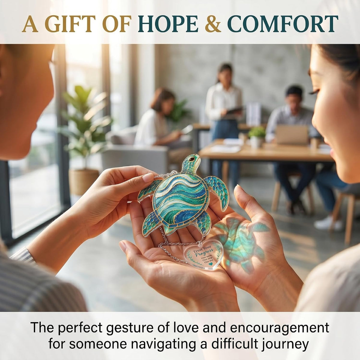4" Acrylic Sea Turtle Suncatcher for Windows, Inspirational Gift for Women