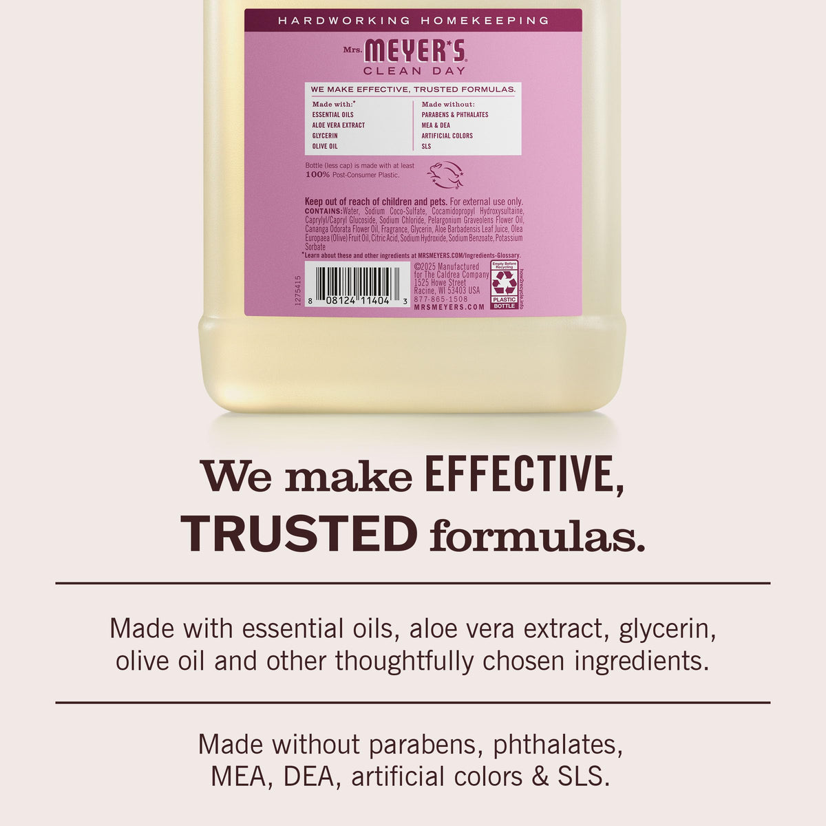 MRS. MEYER'S CLEAN DAY Hand Soap Refill, Lemon Verbena Scent, 33 Fl Oz Bottle