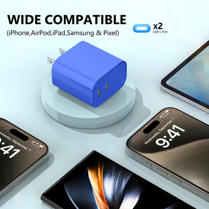 USB C Charger Block 3 Pack, Dual Port 20W Fast Wall Plug