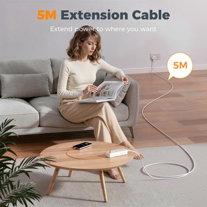 TESSAN 1.5M Extension Lead with PD 20W USB C Charger (4 USB Slots)