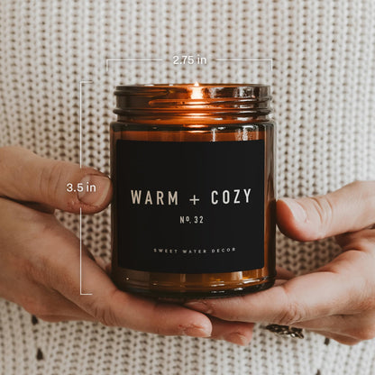 Sweet Water Decor Fraser Fir Candle, 9oz Amber Glass Jar, Winter Scent