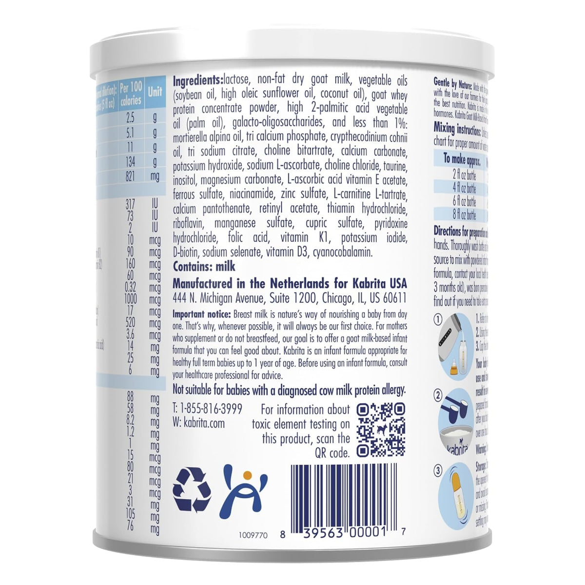 Kabrita Goat Milk Infant Formula Powder, Gentle Digestion, Non-GMO, 14 oz