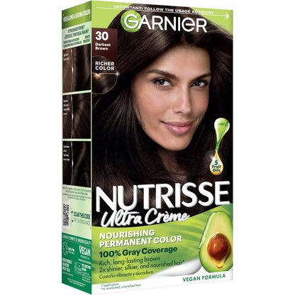 Garnier Nutrisse Ultra Crème Hair Color, 33 Darkest Golden Brown, 1 Count