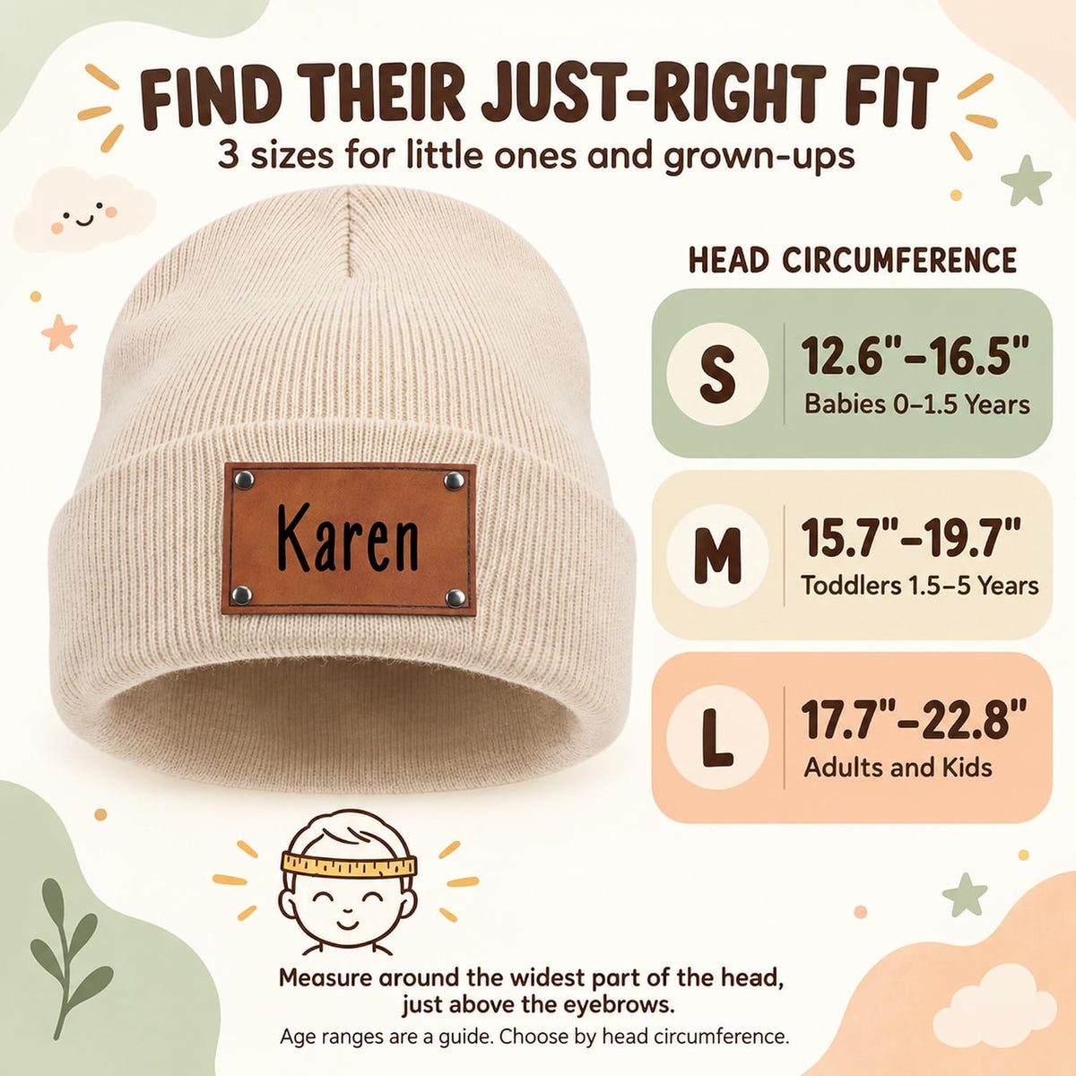 EDSG Personalized Baby Beanie Hat, Custom Winter Knit Name Hat for Newborn Infant Adult