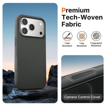 Mkeke for iPhone 17 Pro Max Case Techwoven Green, [Compatible with MagSafe] [Camera Control Cover] [Premium Tech Woven Fabric] [Drop Protection] Shockproof Skin-Friendly