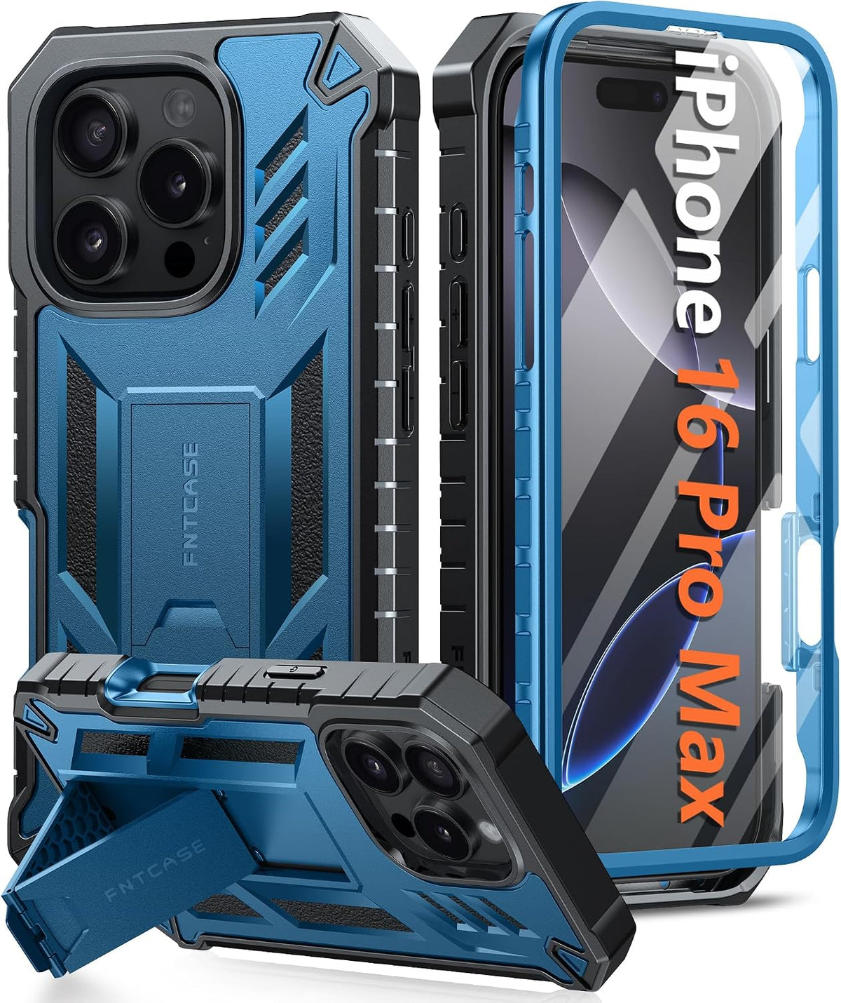 FNTCASE for iPhone 16 Case with Belt Clip and Built-in Screen Protector