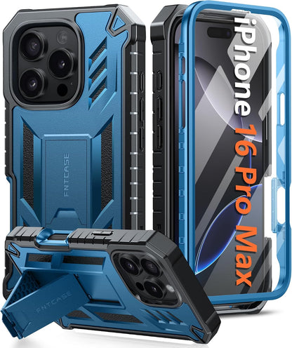 FNTCASE for iPhone 16 Case with Belt Clip and Built-in Screen Protector