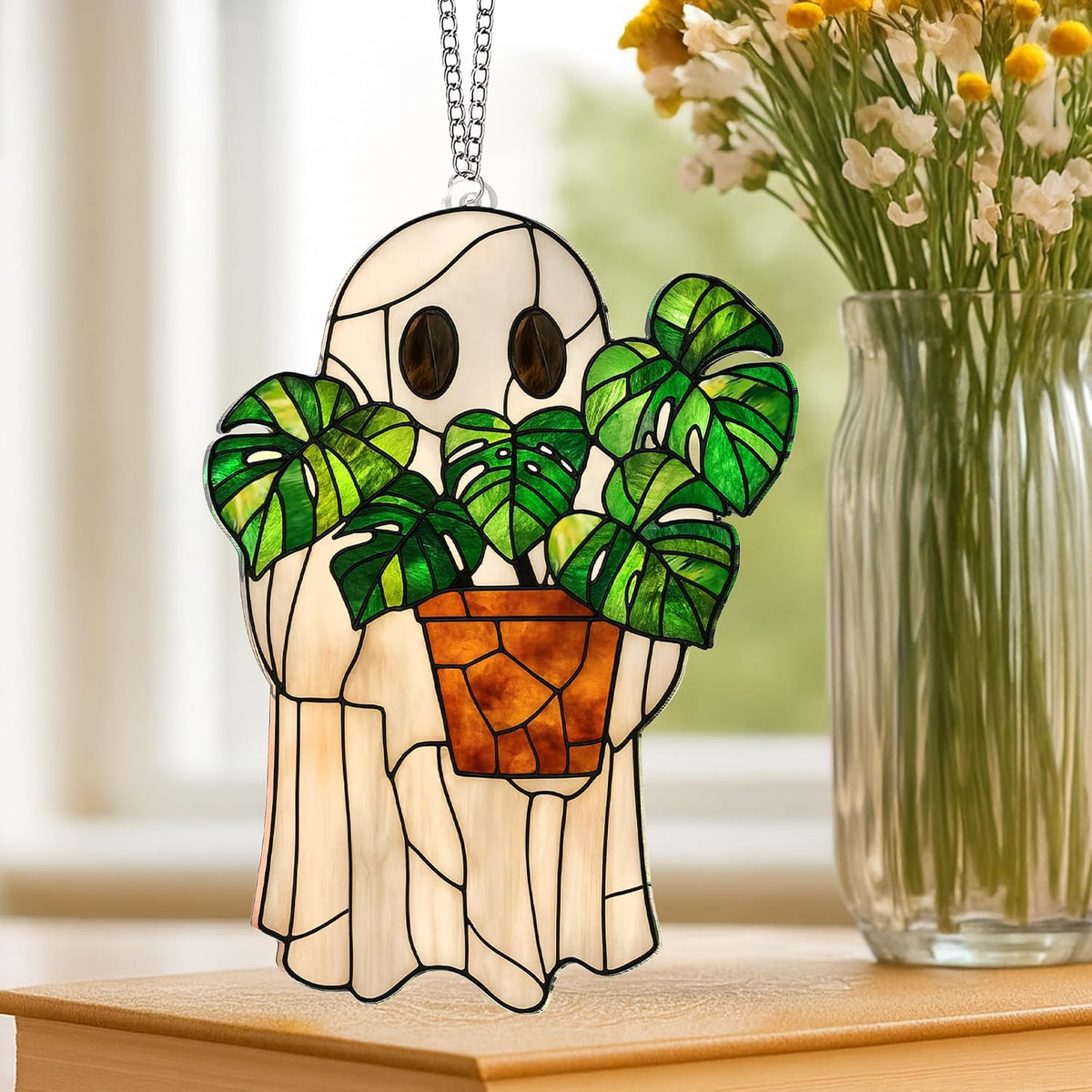 Halloween Plant Gifts, Stained Glass Window Hanging, Gothic Spooky Decor