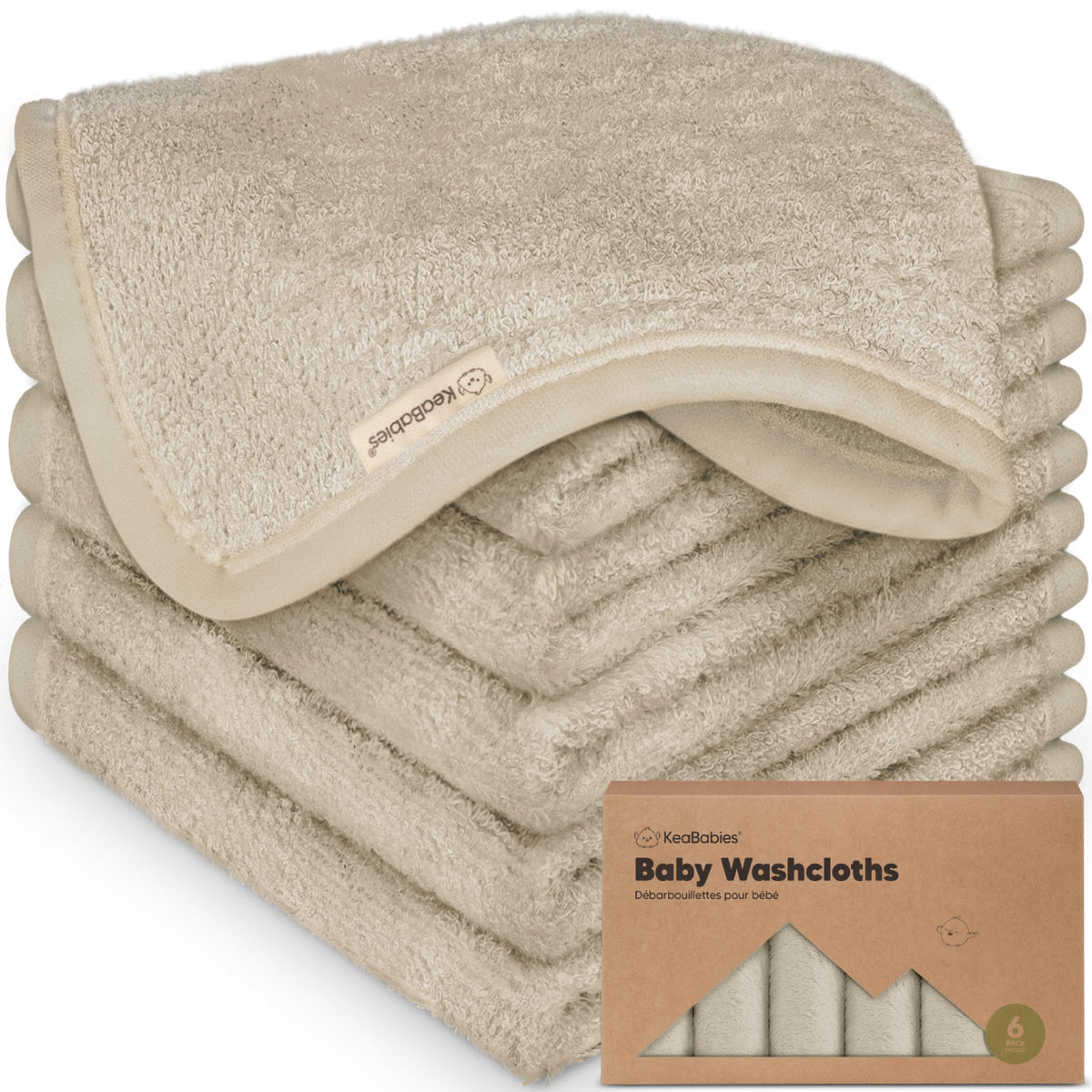 6-Pack Baby Washcloths, Soft Absorbent Washcloths for Face, Body (White)
