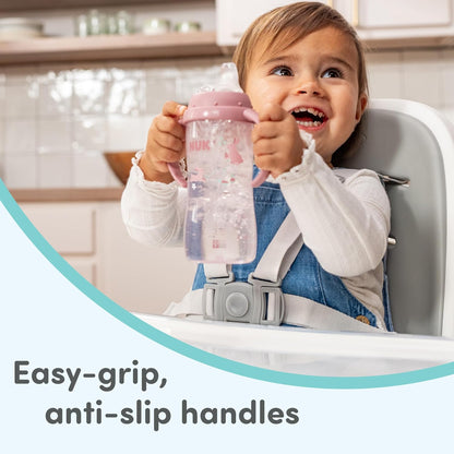 NUK First Choice Learner Sippy Cup 2.0, 10oz, 2-Pack, Pink Bunnies
