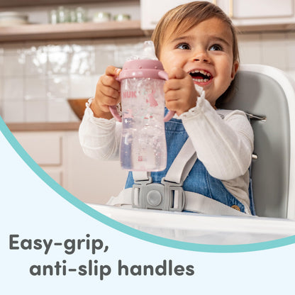 NUK First Choice Learner Sippy Cup 2.0, 10oz, 2-Pack, Pink Bunnies