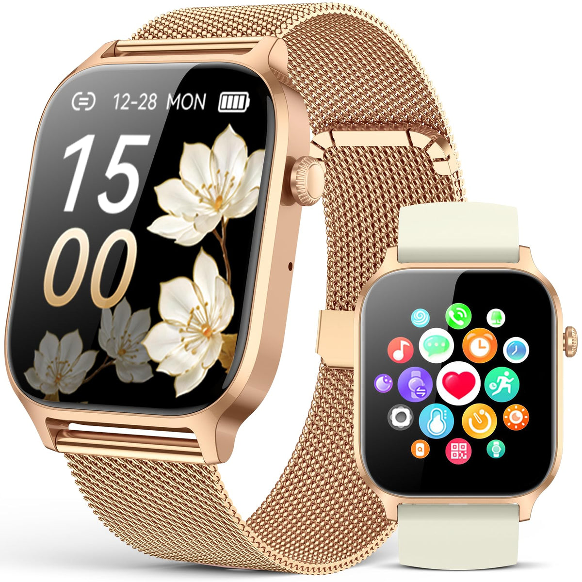 Smart Watch for Men Women- Answer/Make Call, 2024 IP68 Waterproof Fitness Tracker Watch with Sleep Step Counter Activity Smartwatch for Samsung Android iPhone iOS (Black-Blue, 1.83)