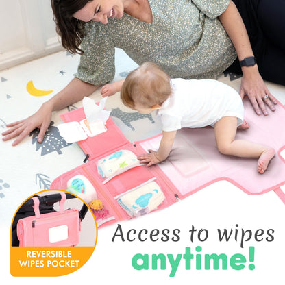 Kopi Baby Portable Diaper Changing Pad, Wipes Pocket, Classic Black Arrows