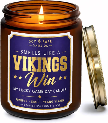 Vikings Gifts for Women / Men - Smells like a Vikings Win Candle, USA Made