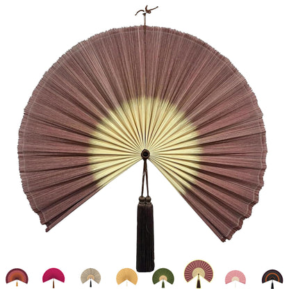 ChumDecor Bamboo Fan Wall Decor, Japanese Wall Fan, Red Brown 40 in