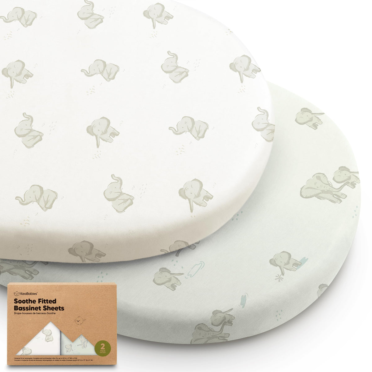 2pk Organic Baby Bassinet Sheets Boys, Girls, Fitted Sheet (Soft White)