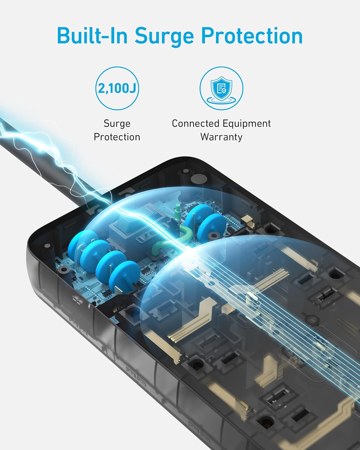 Anker Power Strip with 2100J Surge Protector, Outlet Extender, 20W, 12 AC