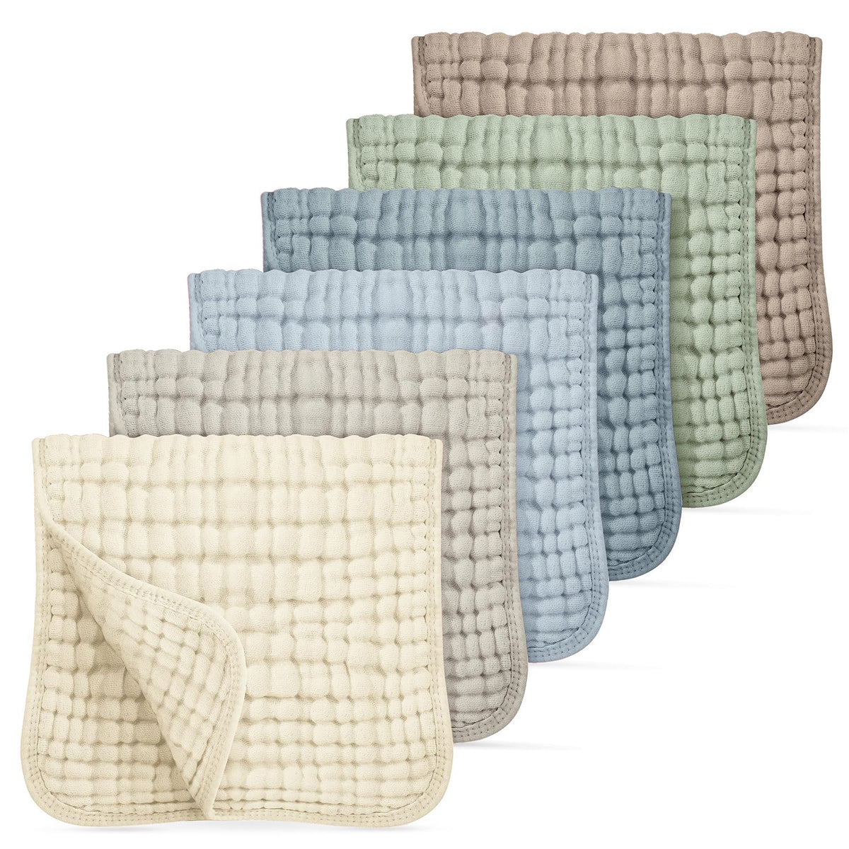 Looxii Muslin Baby Burp Cloths, Absorbent Brup Rags 6 Pack Set for Baby