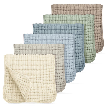 Looxii Muslin Baby Burp Cloths, Absorbent Brup Rags 6 Pack Set for Baby