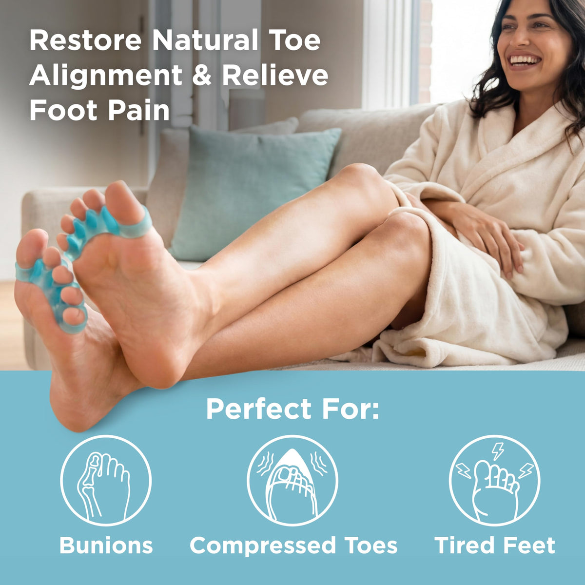 Mind Bodhi Toe Separators/Toe Spacers - Men & Women - Large Size - Blue