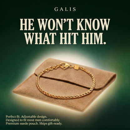 Galis Mens Bracelet - Stainless Steel, Non Tarnish Rope Chain Bracelets, Stylish Fathers Day Gift for Dad, Husband, Boyfriend.