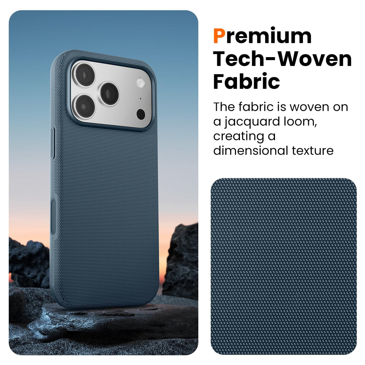 Mkeke for iPhone 17 Pro Max Case Techwoven Green, [Compatible with MagSafe] [Camera Control Cover] [Premium Tech Woven Fabric] [Drop Protection] Shockproof Skin-Friendly