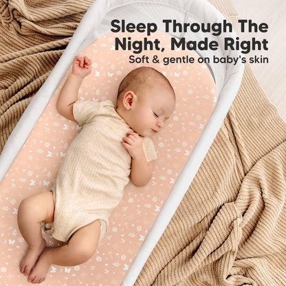2pk Organic Baby Bassinet Sheets Boys, Girls, Fitted Sheet (Soft White)