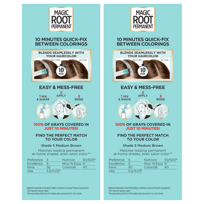 L'Oreal Paris Magic Root Permanent Hair Color Kit, 100% Gray Hair Coverage In Just 10 Minutes, Precision Brush Applicator for Seamless Application, 4 Dark Brown (1 Count)
