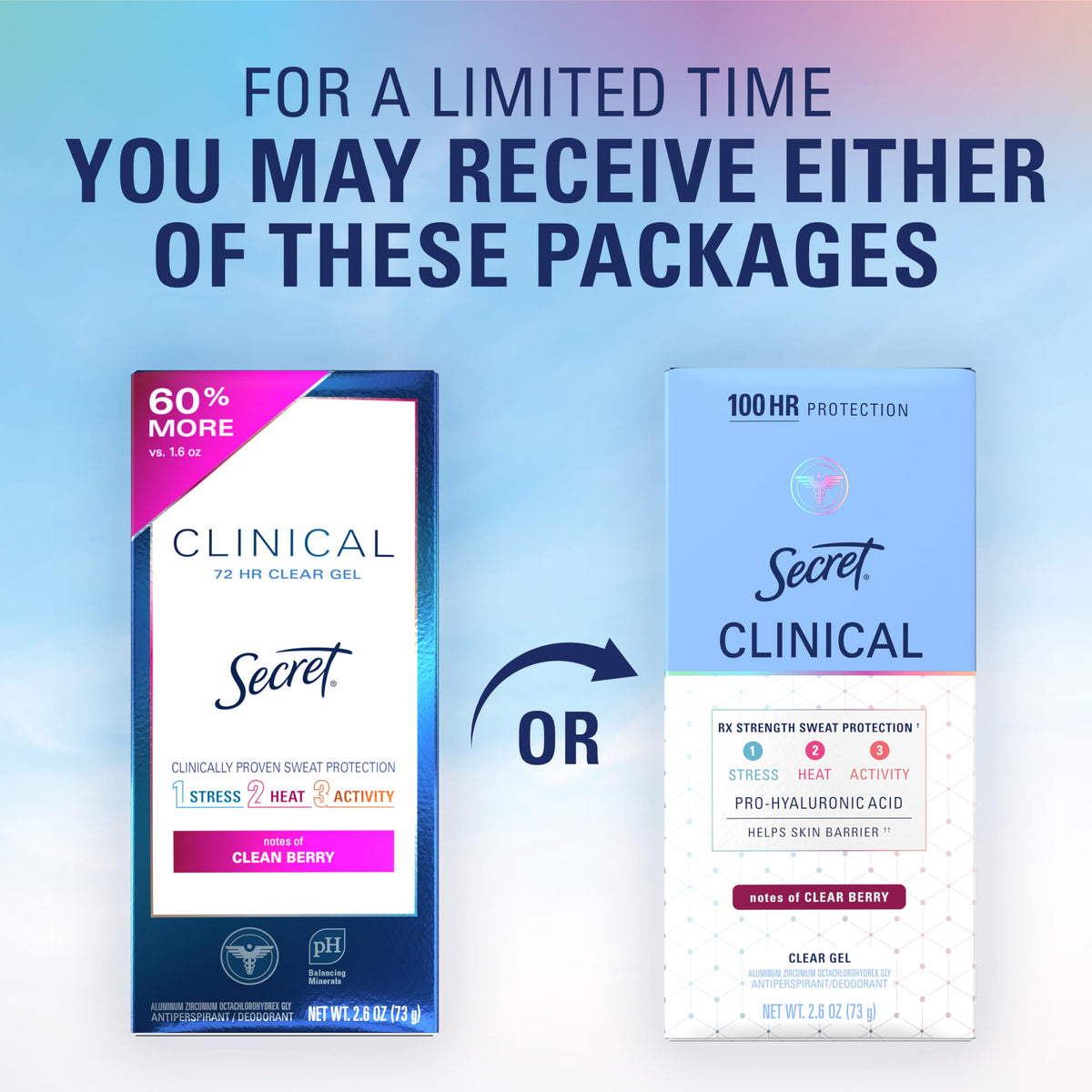 Secret Clinical Antiperspirant Deodorant, Completely Clean 2.6 oz Pack of 2