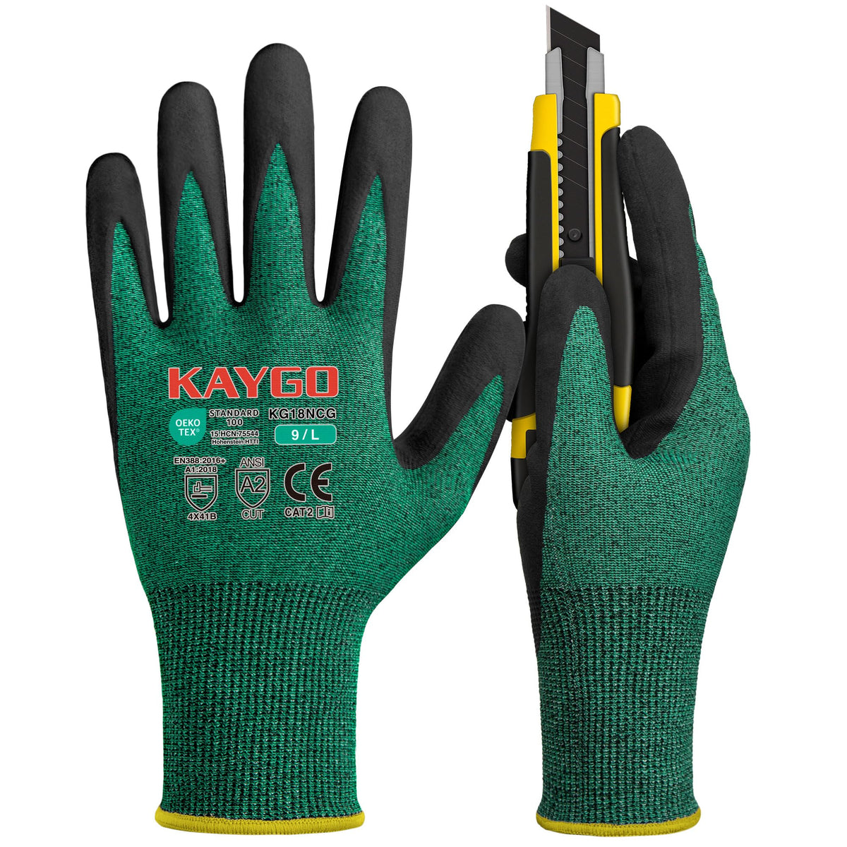 KAYGO Safety Work Gloves MicroFoam Nitrile Coated 12 Pairs, KG18NH