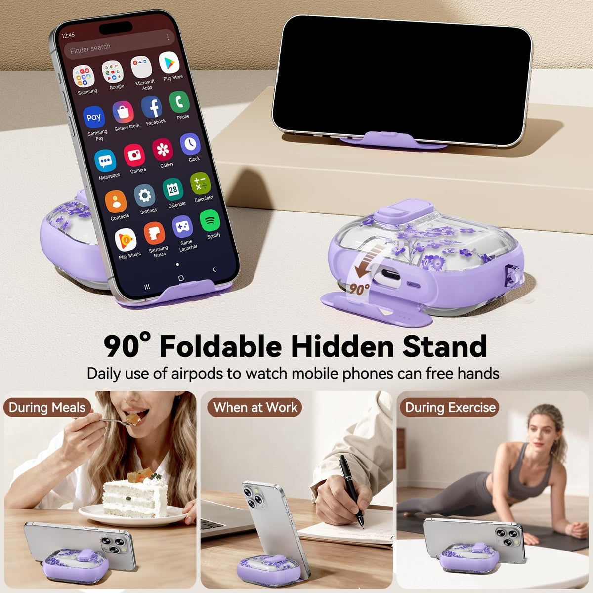 for AirPods Pro 2nd/1st Case (2023-2019)-Purple Bell Flower