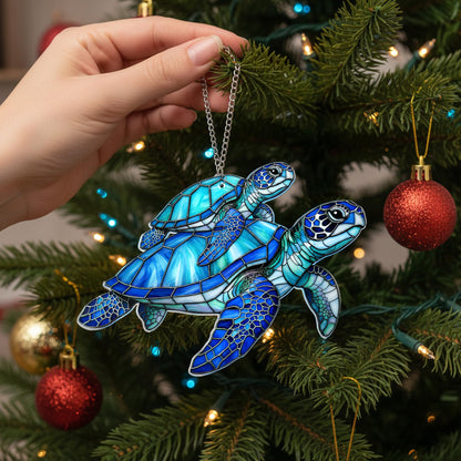 Sea Turtle Gift for Women, Mom & Daughter Christmas Ornament with Card