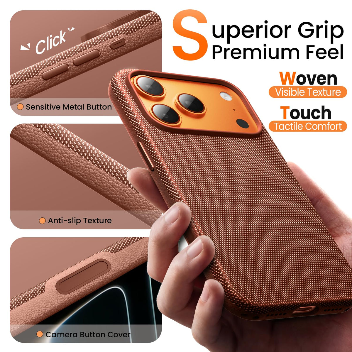 Mkeke for iPhone 17 Pro Max Case Techwoven Green, [Compatible with MagSafe] [Camera Control Cover] [Premium Tech Woven Fabric] [Drop Protection] Shockproof Skin-Friendly