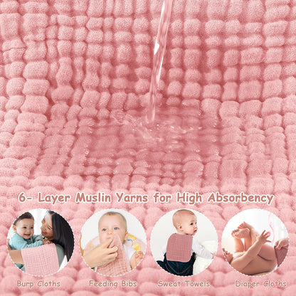Looxii Muslin Baby Burp Cloths, Absorbent Brup Rags 6 Pack Set for Baby
