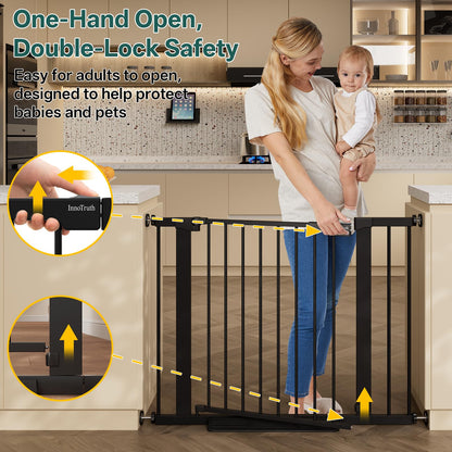 InnoTruth 27-36.6 in Wide Baby Gate for Stairs and Doorways, Black