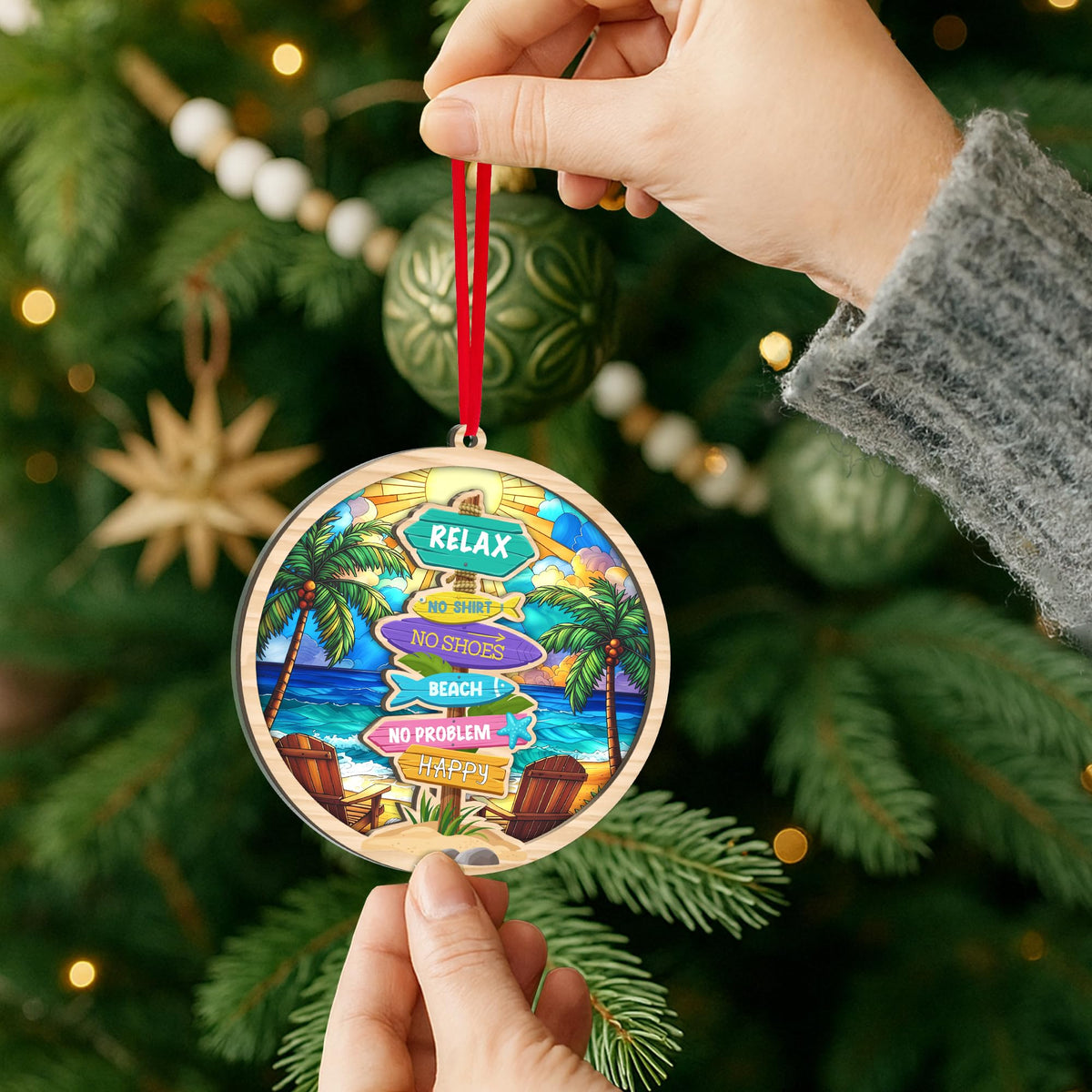Sea Turtle Gift for Women, Mom & Daughter Christmas Ornament with Card