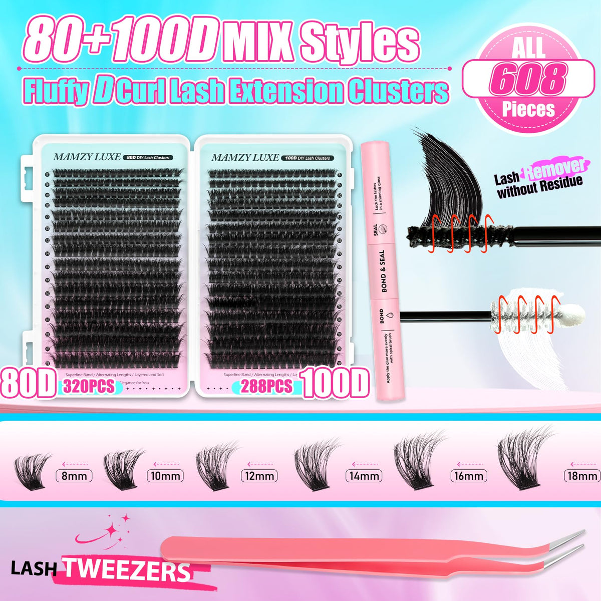 Lash Clusters Wispy 60D Eyelash Clusters 10-18mm Fluff Cluster Eyelash Extensions D Curl No Plastic Feel Individual Lashes Extension 240 Pcs Versatile False Eyelashes Clusters