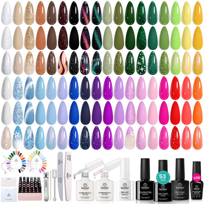 Beetles Gel Nail Polish Kit with U V Light - 80Pcs 55 Colors Gel Nail Kit