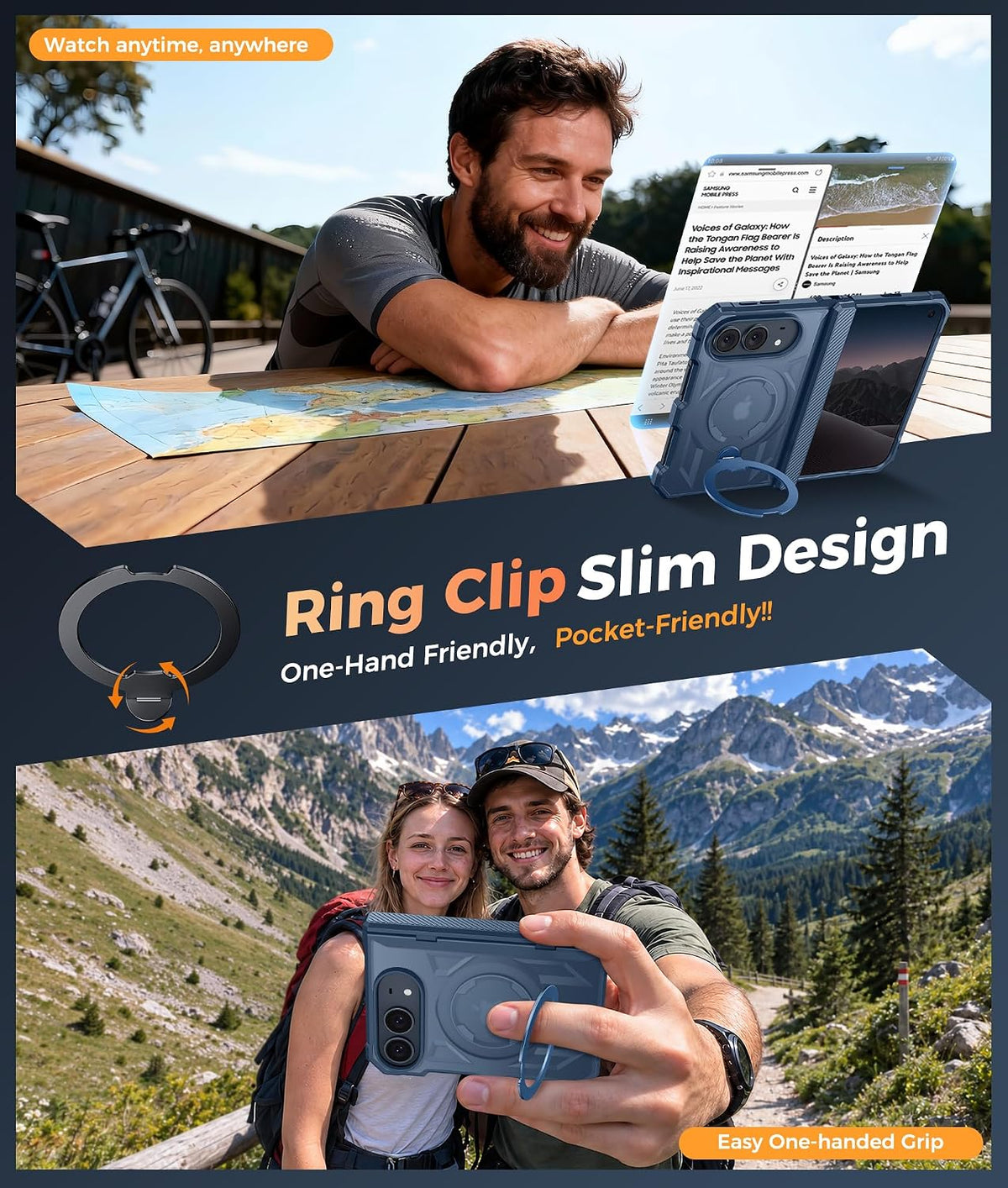 FNTCASE for iPhone 17 Case with 360 Spin Magnetic Stand