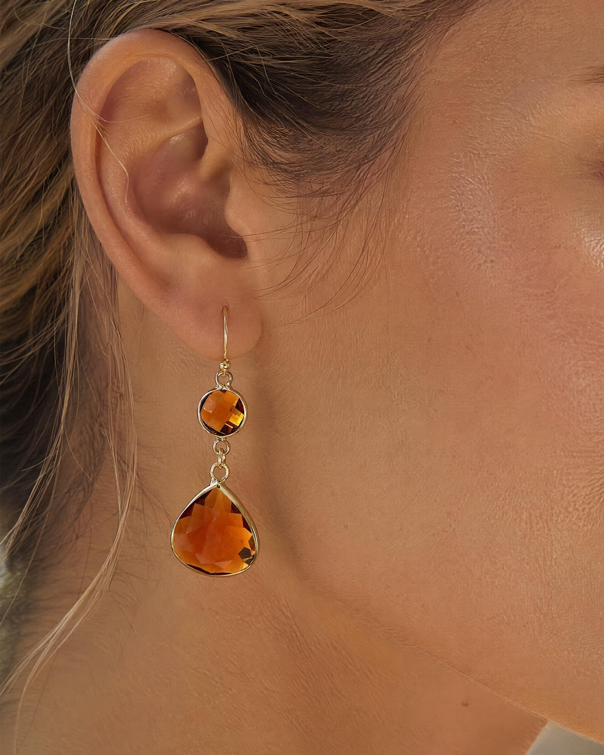 Handmade Dangle Drop Birthstone Earrings 14K Gold - Plated Hypoallergenic Lightweight & Comfortable Elegant Gemstone Earrings for Women