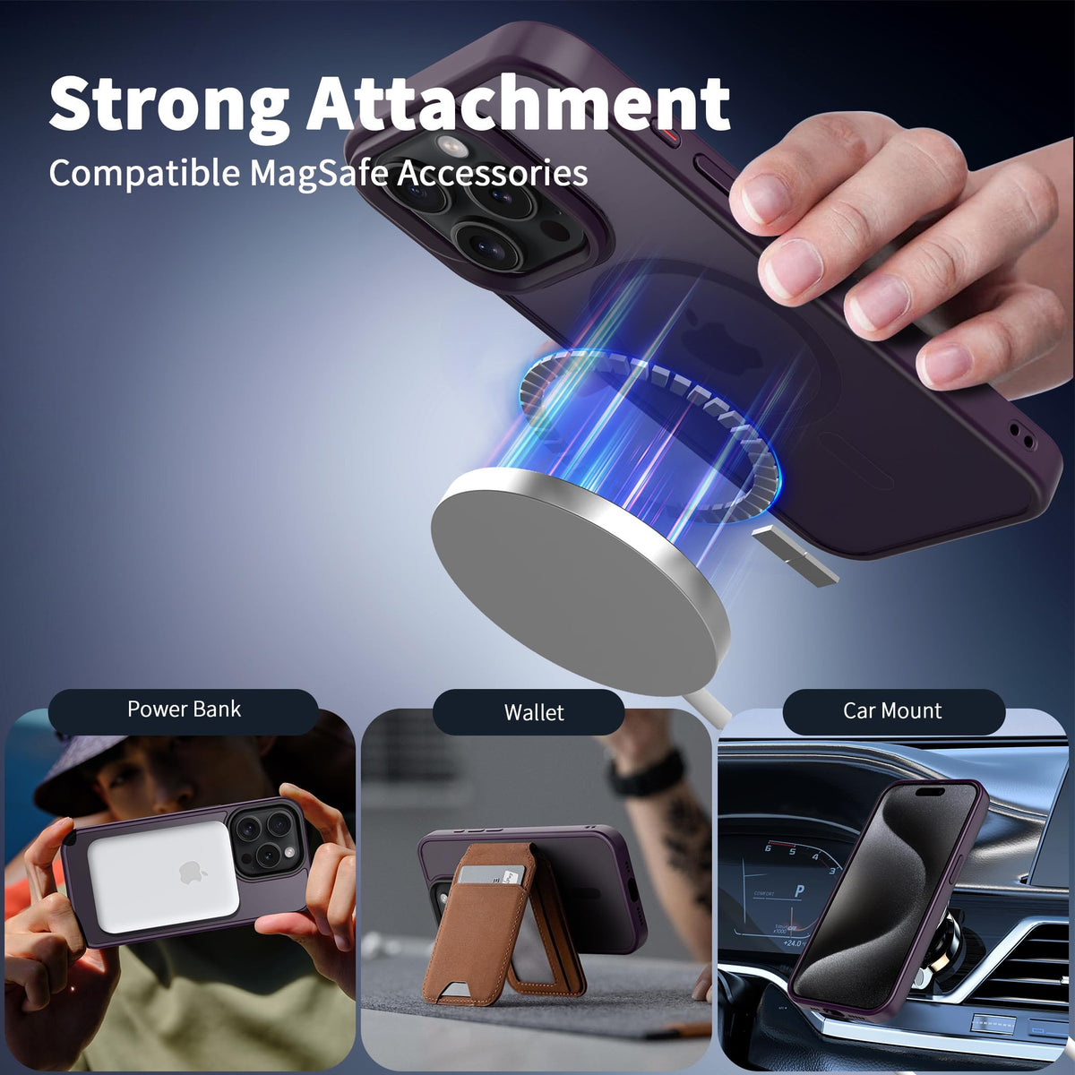 CACOE Magnetic Case for iPhone 17 6.3 inch, Light Purple