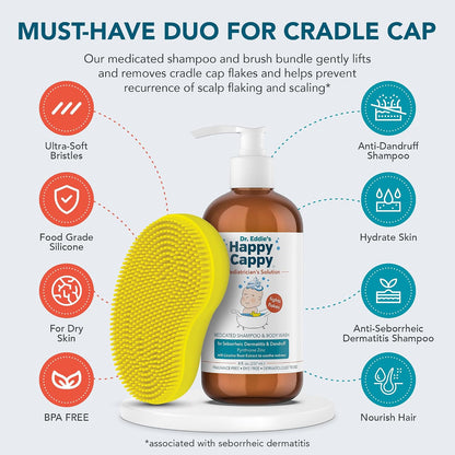 Happy Cappy Medicated Shampoo and Body Wash with Beanie Brush - 2 Pieces