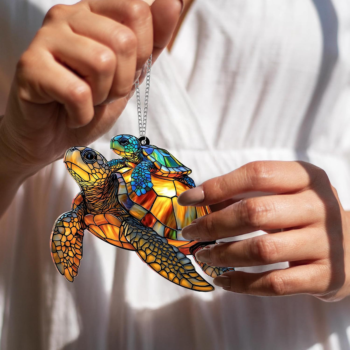 Sea Turtle Gift for Women, Mom & Daughter Christmas Ornament with Card
