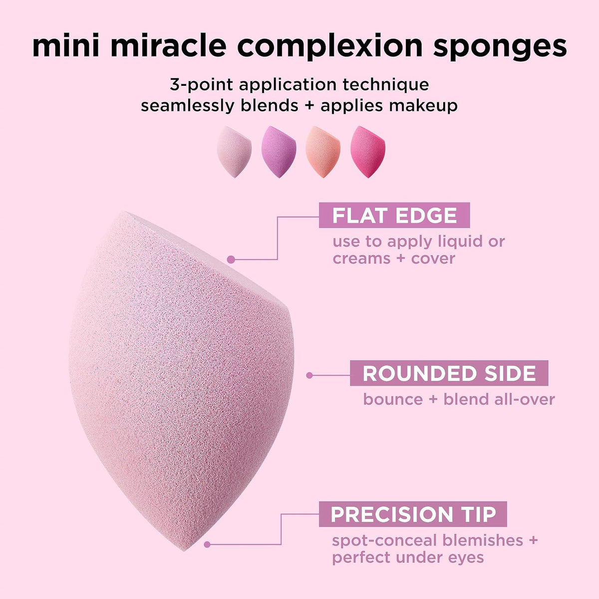 Real Techniques Mini Miracle Complexion Sponge for Makeup, 4 Count