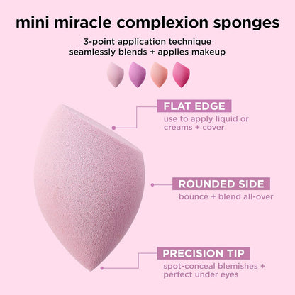 Real Techniques Mini Miracle Complexion Sponge for Makeup, 4 Count