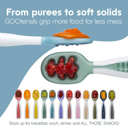 NumNum Baby Spoons Self Feeding 6 Months, 2-Pack Blue/Orange