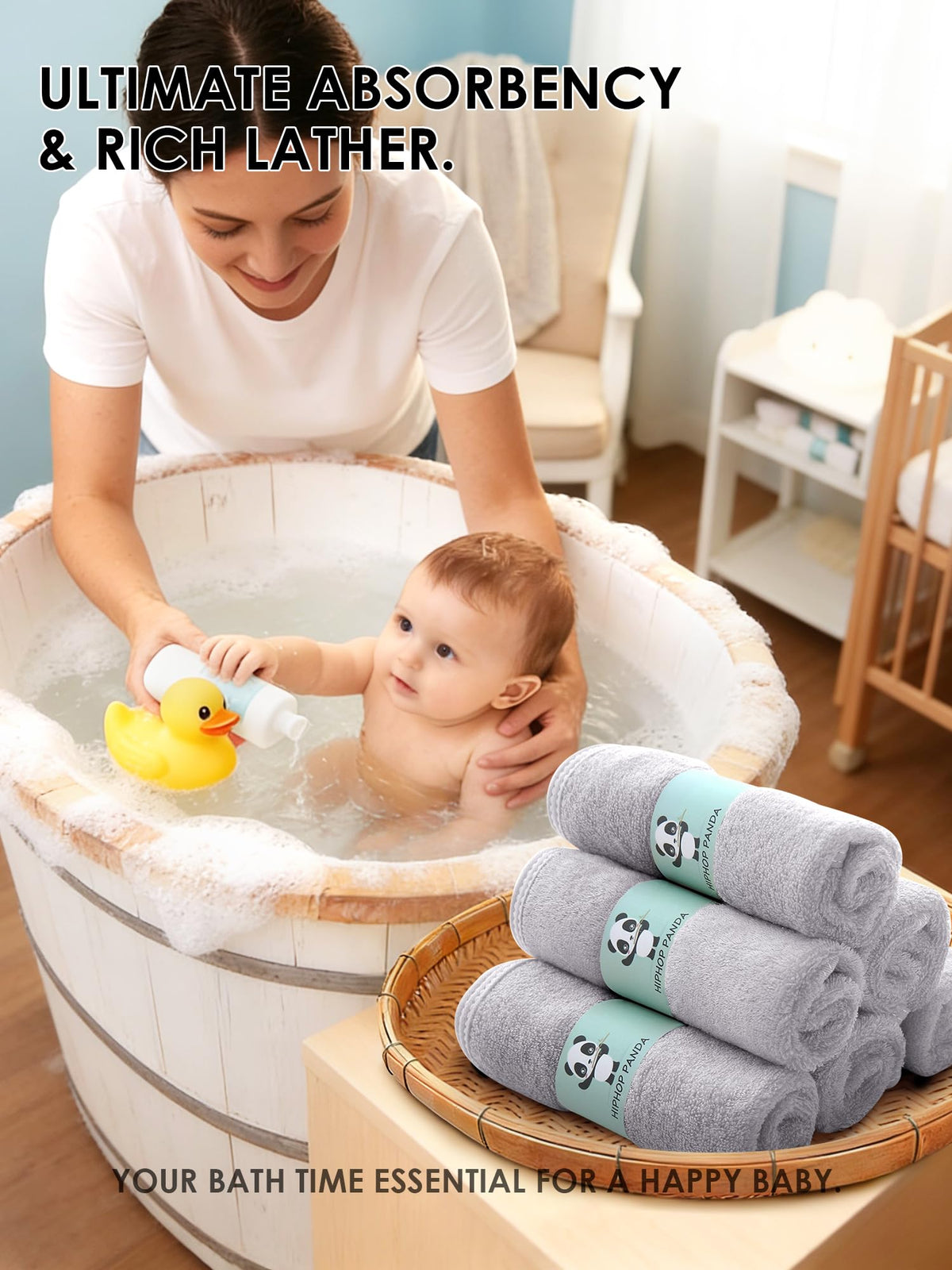 HIPHOP PANDA Soft Baby Washcloths, 2-Layer, 30 Pack Newborn Gift Set