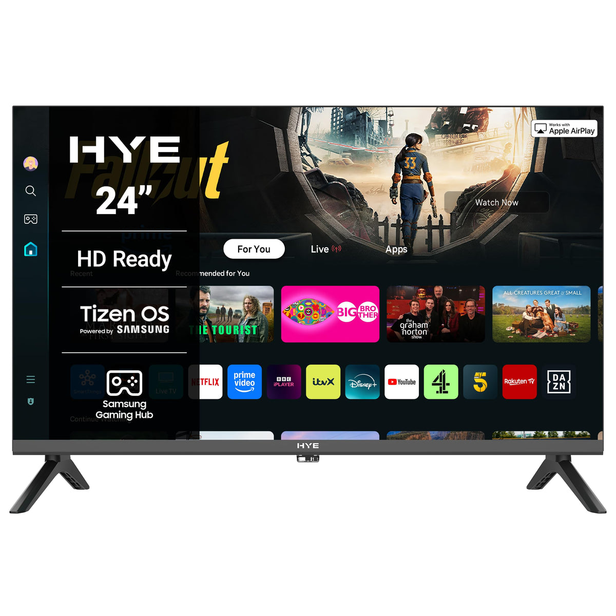 HYE 43" LED Smart TV - 4K Ultra HD, Samsung Tizen OS & Gaming Hub, Black