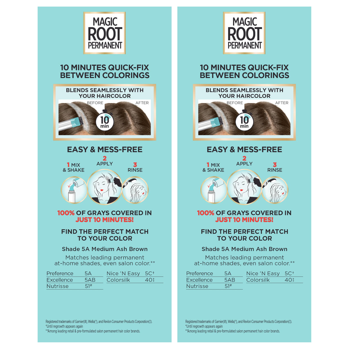 L'Oreal Paris Magic Root Permanent Hair Color Kit, 100% Gray Hair Coverage In Just 10 Minutes, Precision Brush Applicator for Seamless Application, 4 Dark Brown (1 Count)